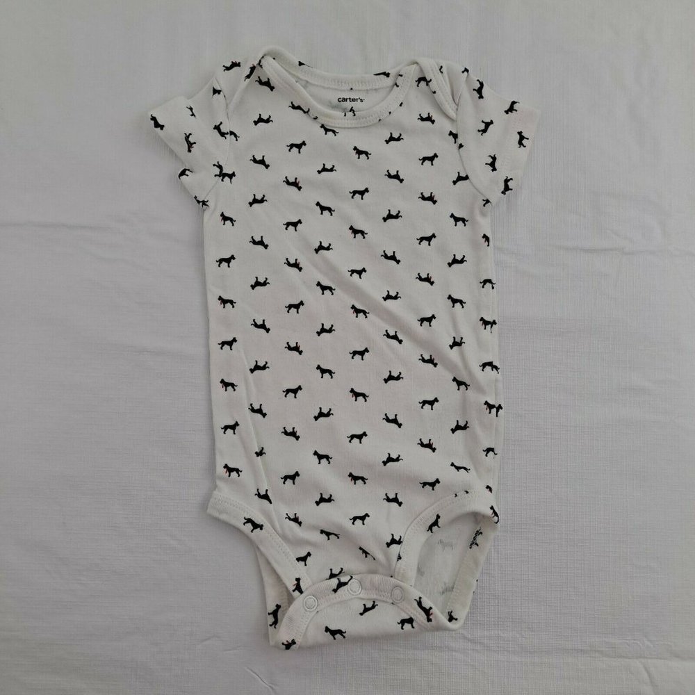 Infant T-shirt creeper snap shirt bodysuit  Dog Lover White Navy Red 6 Months